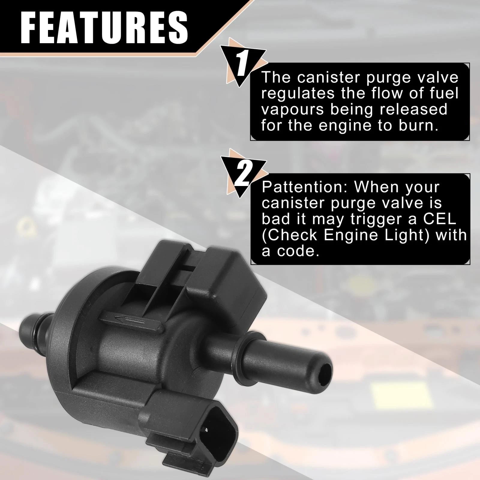 Vapor Canister Vacuum Solenoid Valve for Ford Fusion, Lincoln (2013–2020) CU5A-9G886-AA