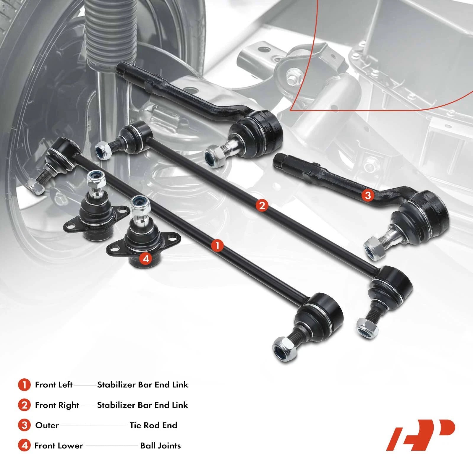 Set of 6 Front Ball Joints Sway Bar Links for BMW X5 (2000–2003)