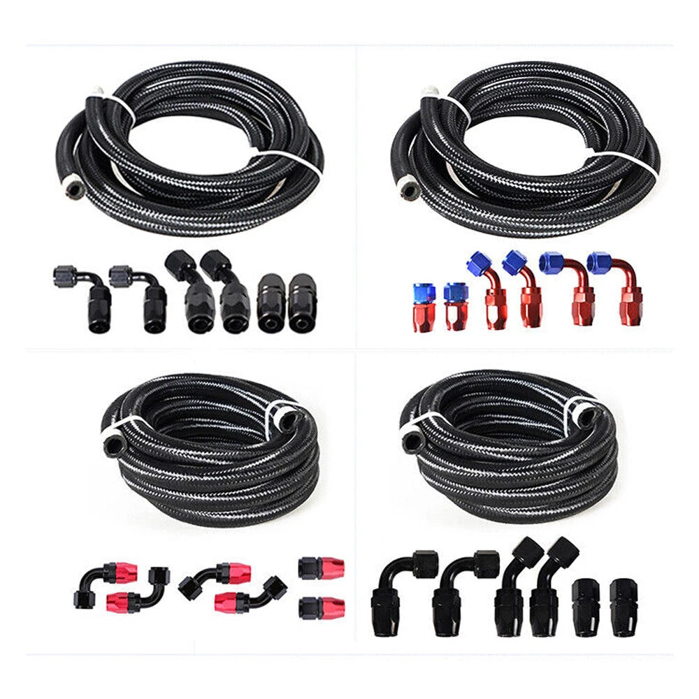 10FT Nylon Braided CPE Oil Gas Fuel Line Hose Kit with 10AN/6AN Fittings