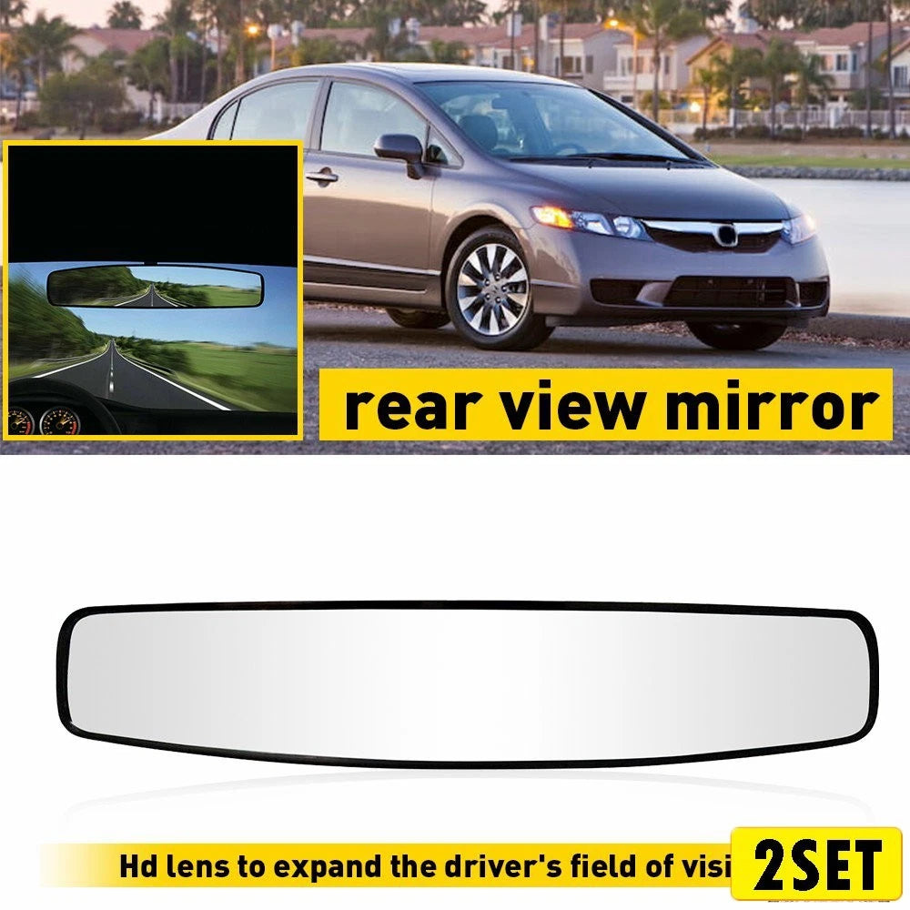 Set of 2 Universal 17" Wide Angle Convex Rear View Mirrors