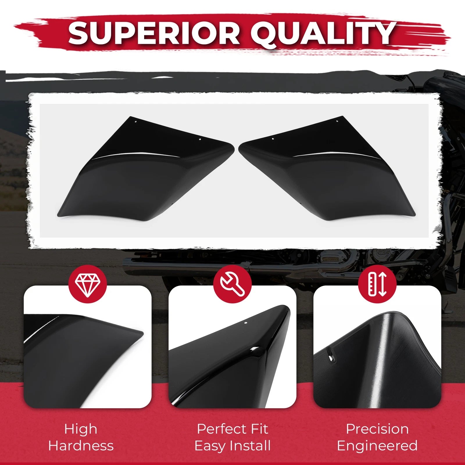 Stretched Extended Side Covers for Harley Street Road Glide (1989-2013)