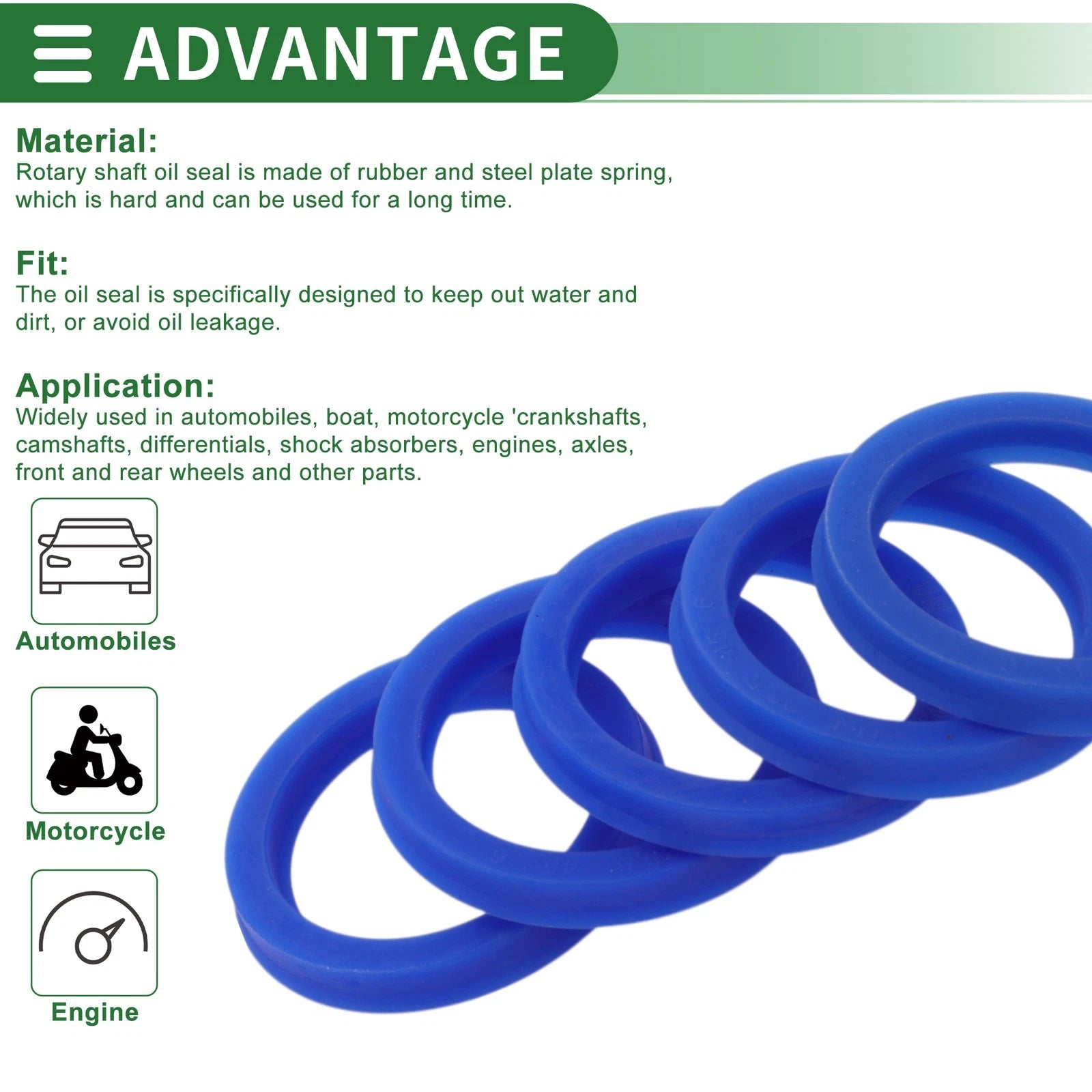 Set of 5 Oil Seal Rotary Shaft Seal 35.5x45x6mm High Pressure Blue