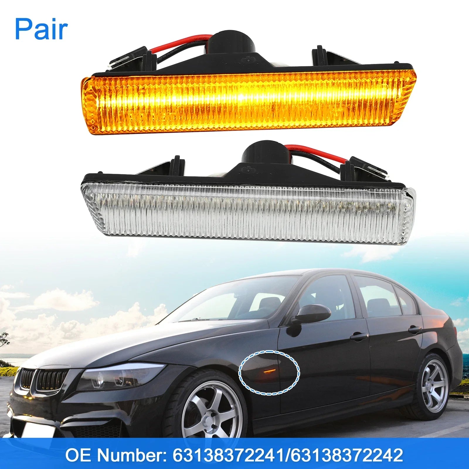 Sequentia Clear LED Side Marker Light for BMW E36