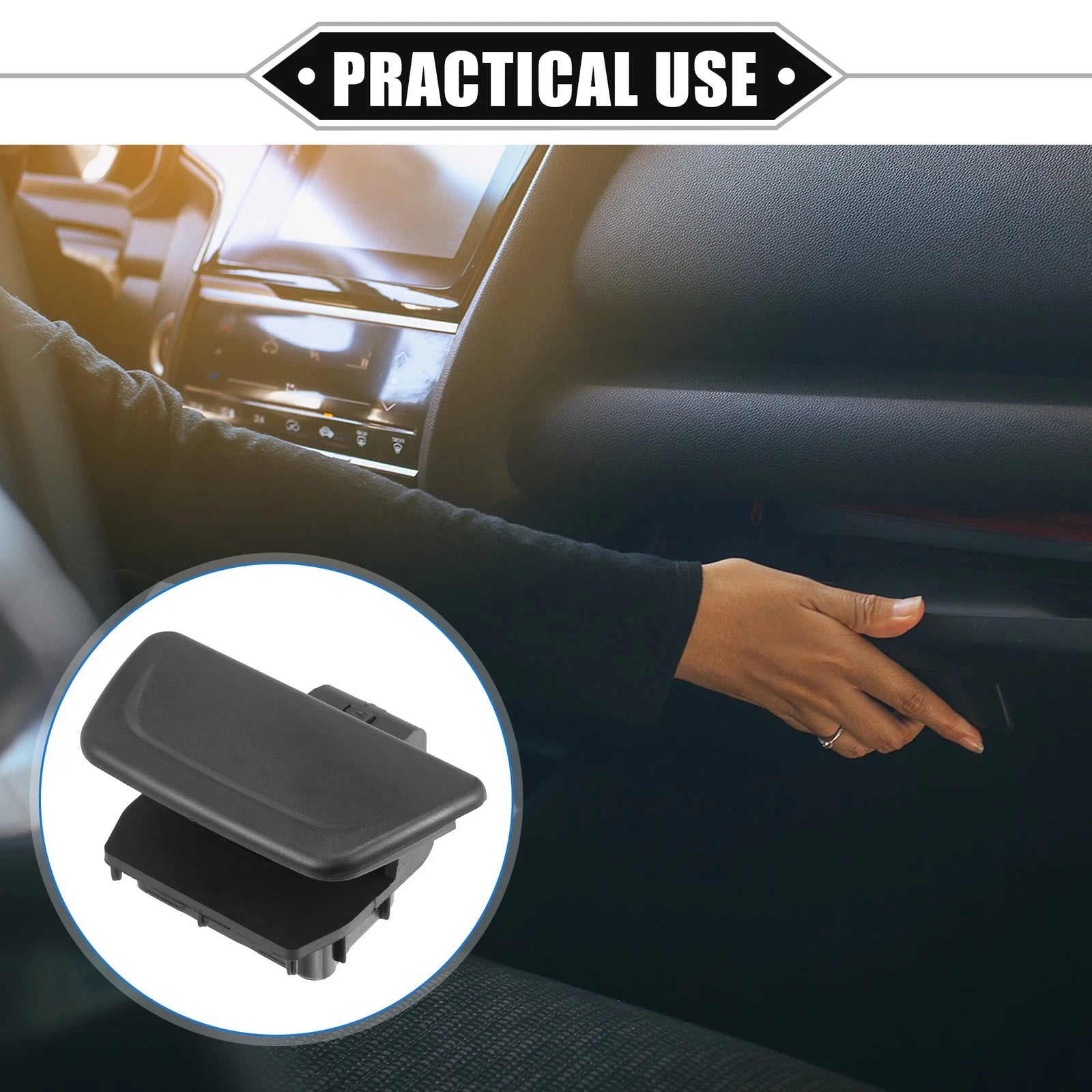 Glove Box Lid Latch Lock Handle Cover for Ford Fiesta (2011–2019) Black