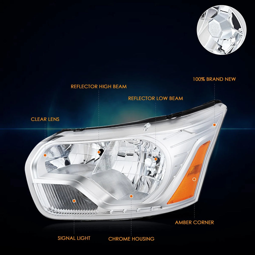 Driver Side Headlight Lamp Chrome for Ford Transit 150-350 (2015–2023)