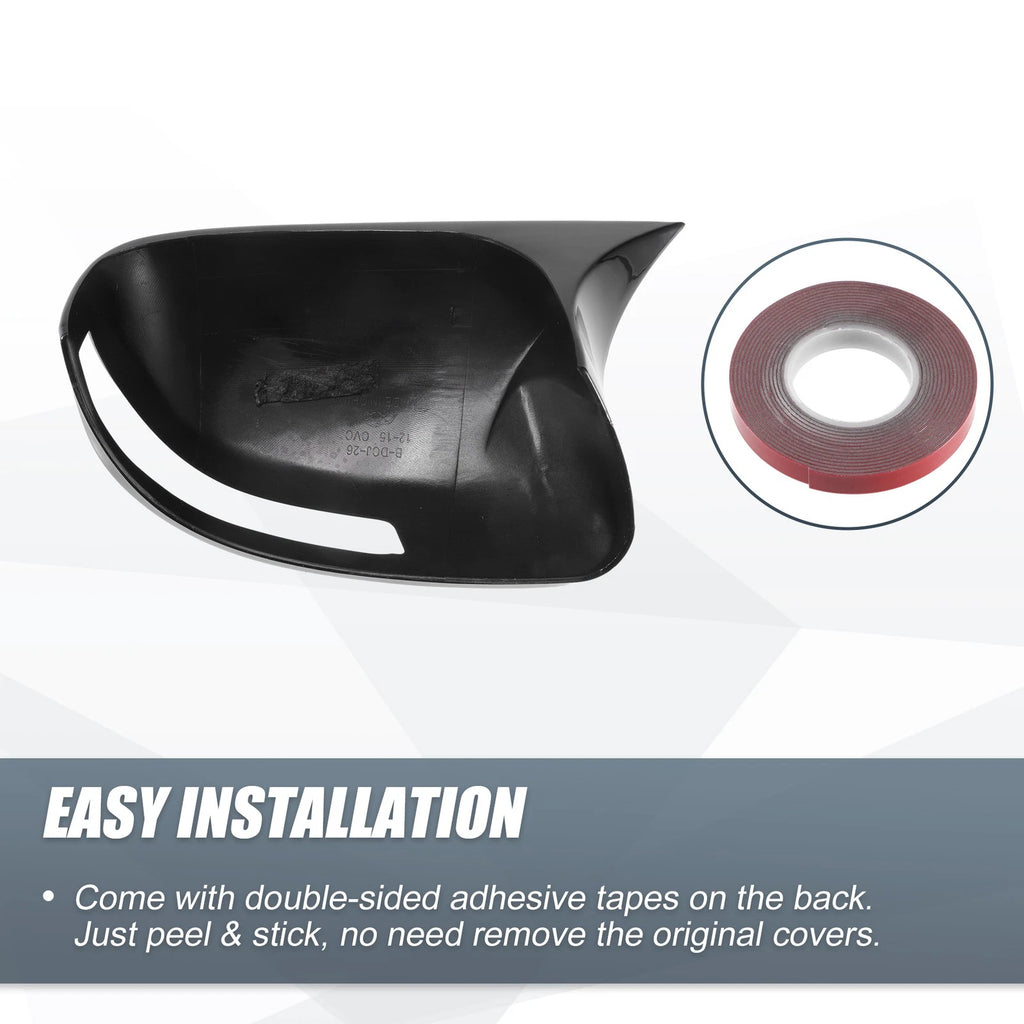 Pair Rearview Mirror Cover Overlay Gloss Black for Honda Civic (2012–2015)