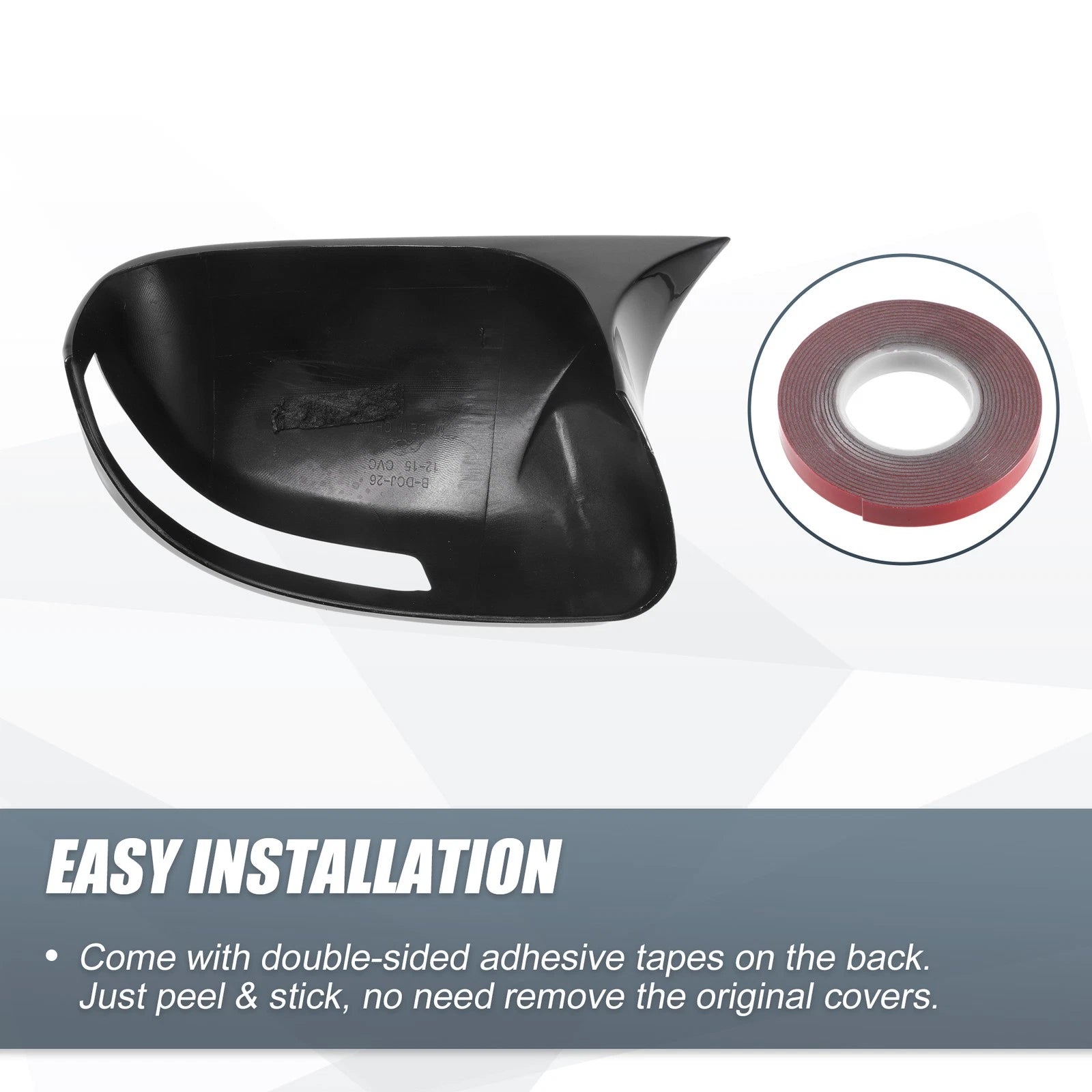 Pair Rearview Mirror Cover Overlay Gloss Black for Honda Civic (2012–2015)
