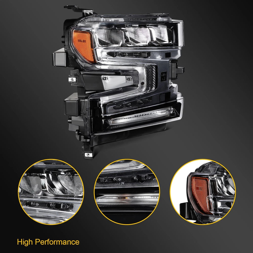 Right Side Headlight with Halogen Signal Light for Chevy Silverado 1500 (2019–2022)