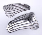 Polished Stainless Emblem Pair for American Flag Decals 6 x 3.5 (Universal)