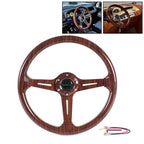 14" Racing Steering Wheel for Universal Fit (6 Bolt) Dark Wood Grain