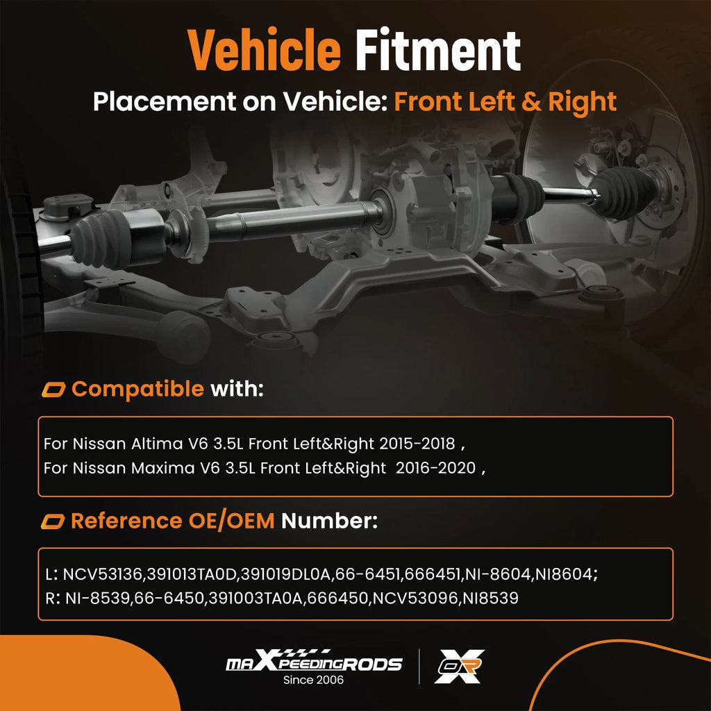 Front Left & Right CV Axle for Nissan Altima (2015–2018) Maxima (2016–2020)