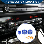 3X AC Radio Volume Control Switch Knob Cover Ring for BMW F10 (2011–2016) Blue