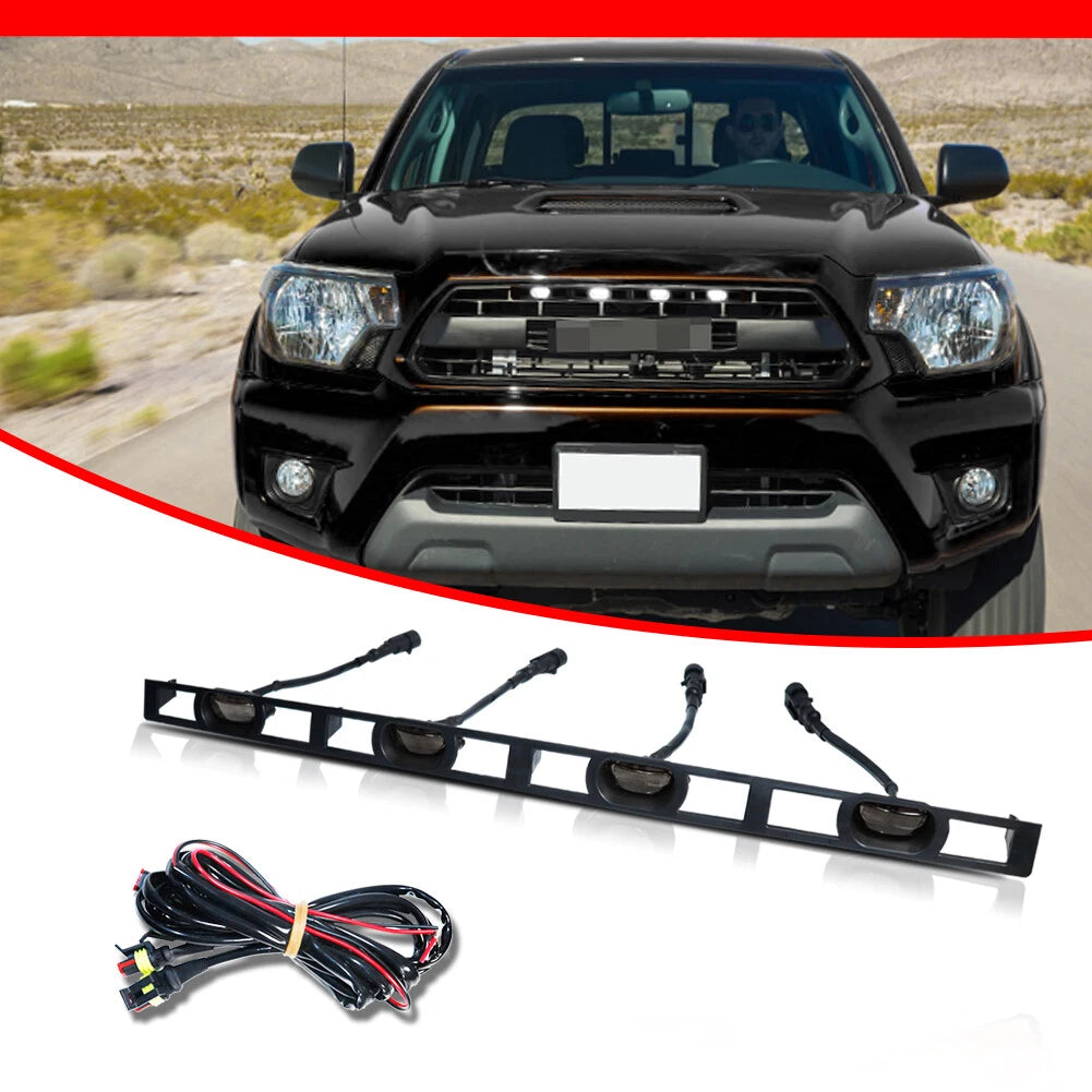 Smoke Front Hood Grille with White LED Light for Toyota Tacoma (2012–2015)