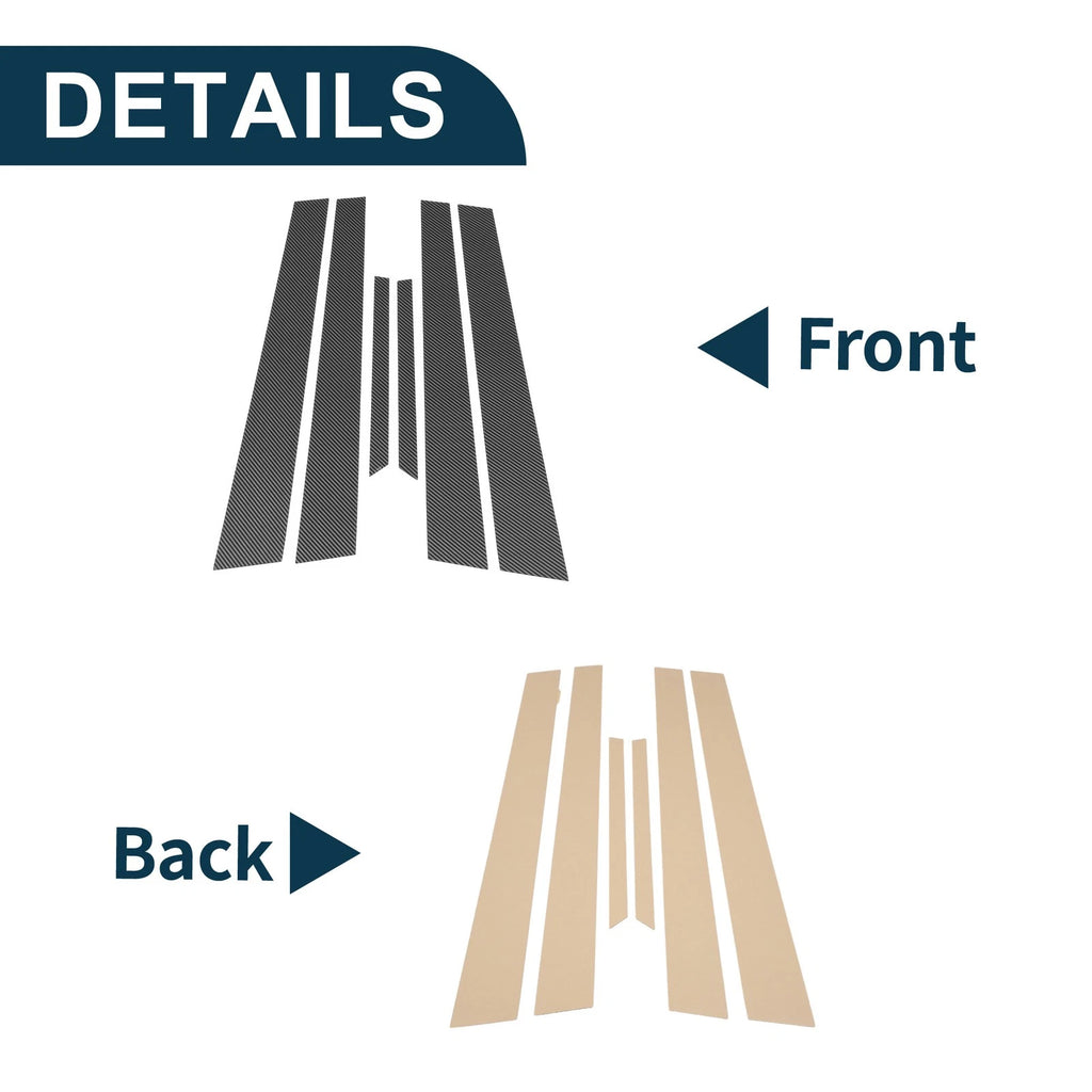 6 Pcs Door Pillar Window Trim for Honda Accord (1998–2002) Carbon Fiber
