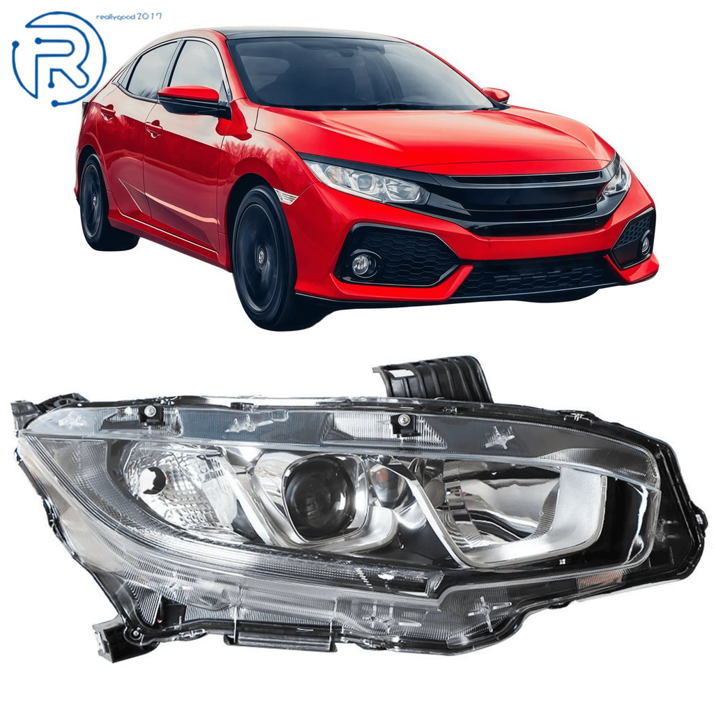Right Chrome Halogen Headlamp Assembly for Honda Civic (2016–2018)