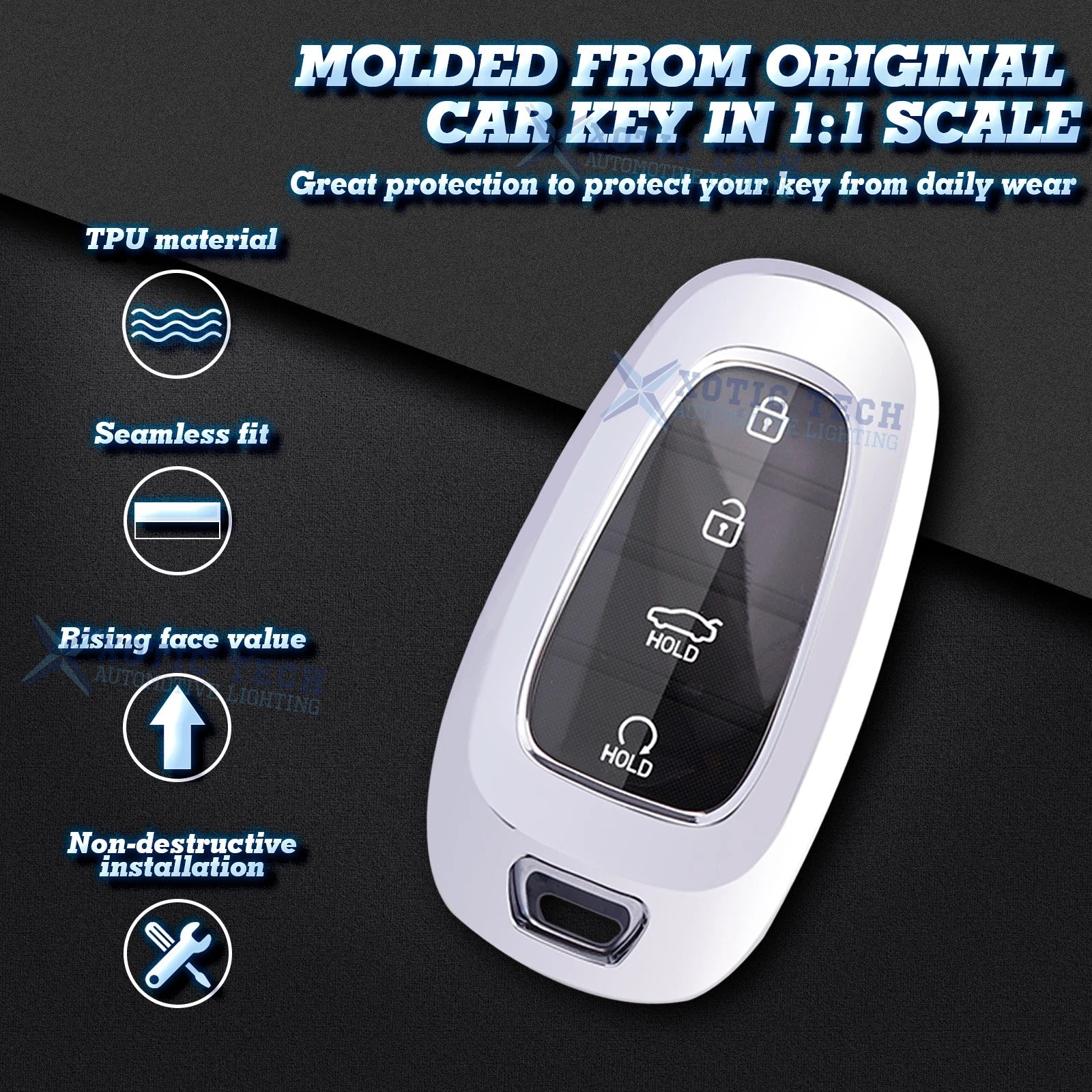 Soft TPU Smart Key Fob Cover Chain for Hyundai (2011-2024)
