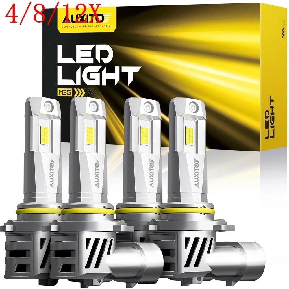 Set of 4 9005+9006 LED Headlight Bulbs Kit 6500K White High/Low Beam