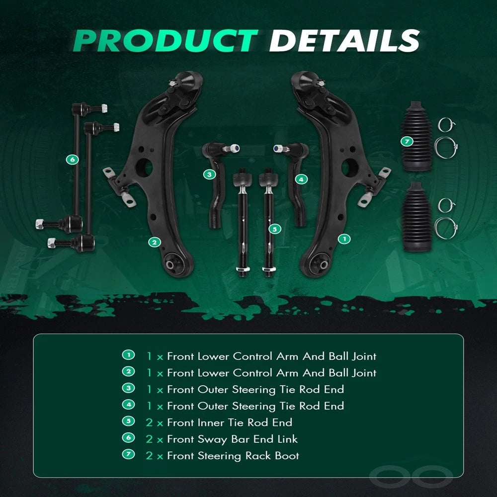 Set of 10 Front Lower Control Arms with Ball Joints for Toyota Sienna