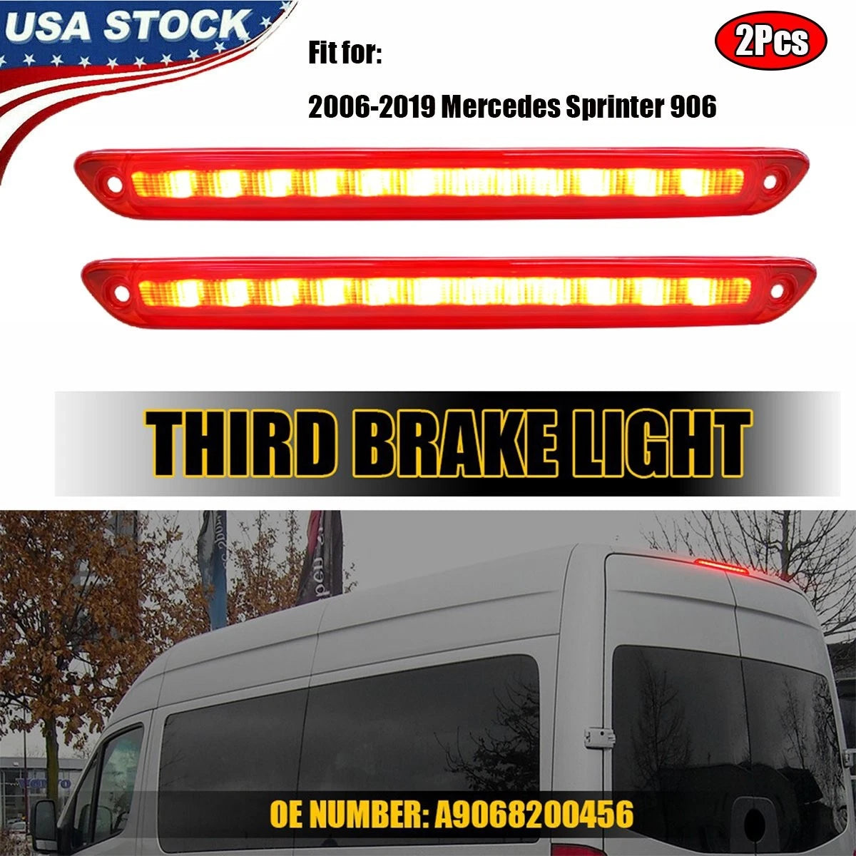 2X LED 3rd Tail Brake Light for Mercedes Sprinter 906 (2006–2019)