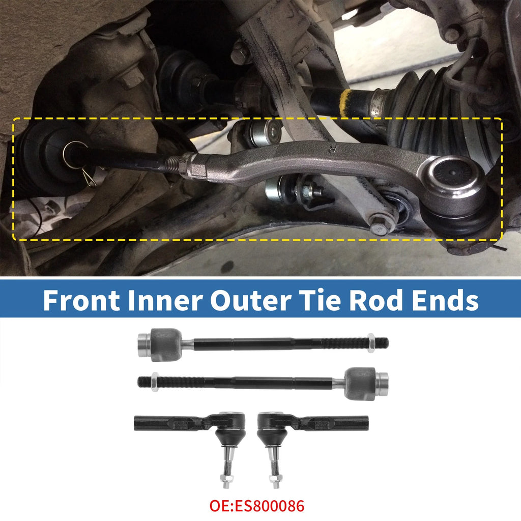 6pcs Front Inner Outer Tie Rod End Link for Pontiac G6 (2005–2010) No. ES800086