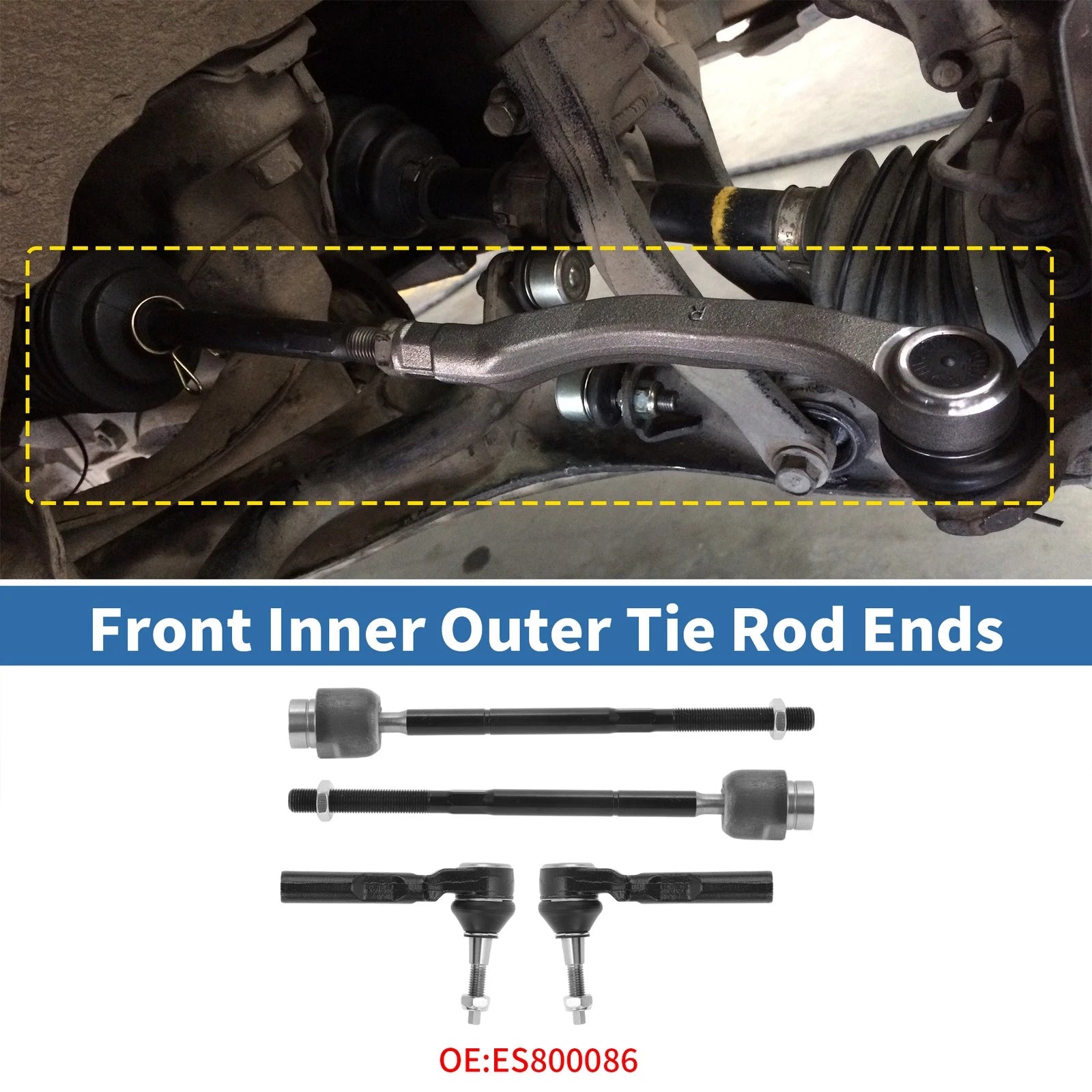 6pcs Front Inner Outer Tie Rod End Link for Pontiac G6 (2005–2010) No. ES800086