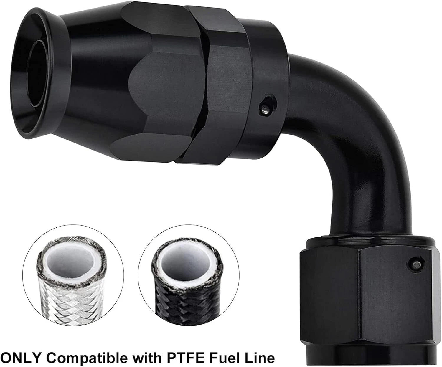 2X AN8 180 Degree PTFE Teflon Swivel Hose End Fitting Adapter for Universal