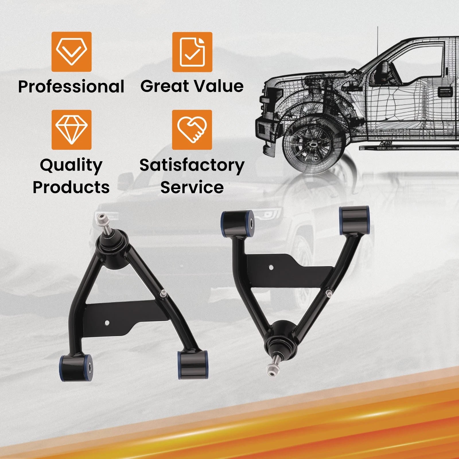 2X Front Upper Control Arm for Chevy S10 GMC S15 (1982–2001) Tubular 2-4" Lift