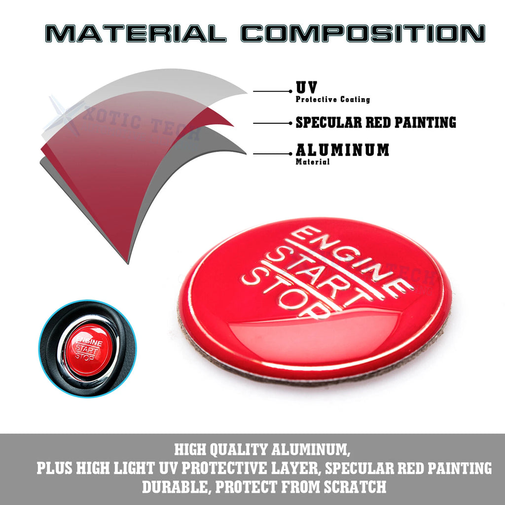 Red Alloy Engine & Black Cigarette Lighter Eject Button Trim for Lexus IS200t (2016-2019)