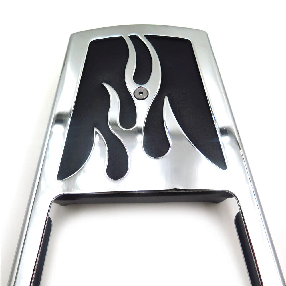 Chrome Flame Backrest Sissy Bar with Leather Pad for Harley Sportster (883-1200)