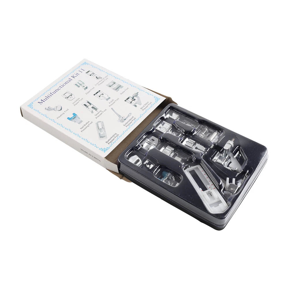11PC Presser Feet Kit for Singer Brother Janome Elna Kenmore Low Shank