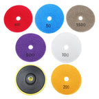 Set of 7 Wet Dry Diamond Polishing Pads for Granite Concrete Marble 4 Inch