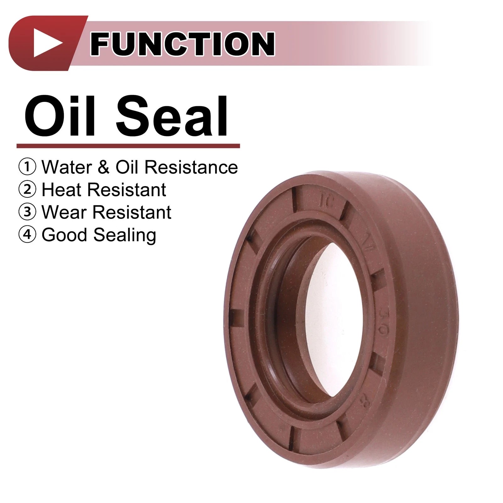 2X Oil Seal Rotary Shaft Seal FKM Rubber 17x30x8mm for Various Models