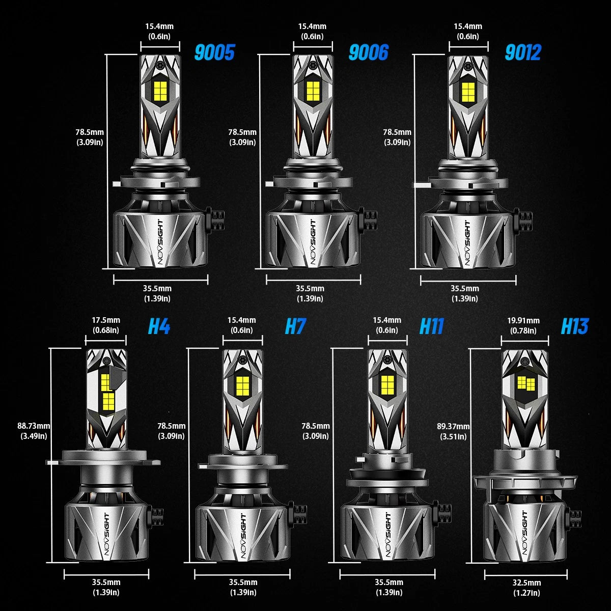 2X H11 H13 9004 9005 9006 9007 LED Headlight Bulbs for