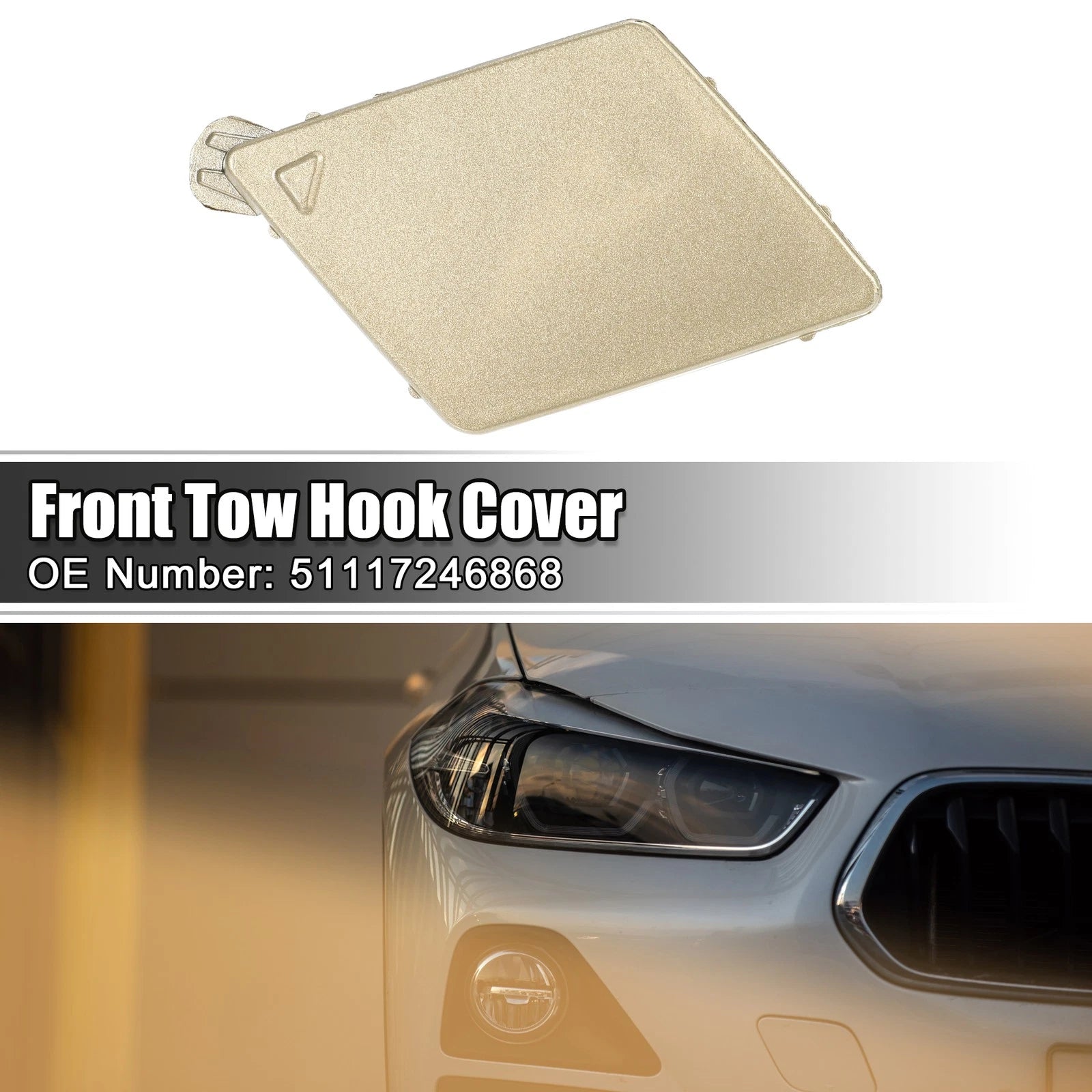 Tow Hook Cover for BMW 5 Series F10 F11 (2011–2017) Gold Tone 718844581844