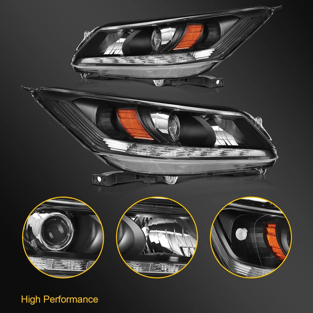 Headlight Assembly for Honda Accord Sedan (2013–2015) Driver + Passenger
