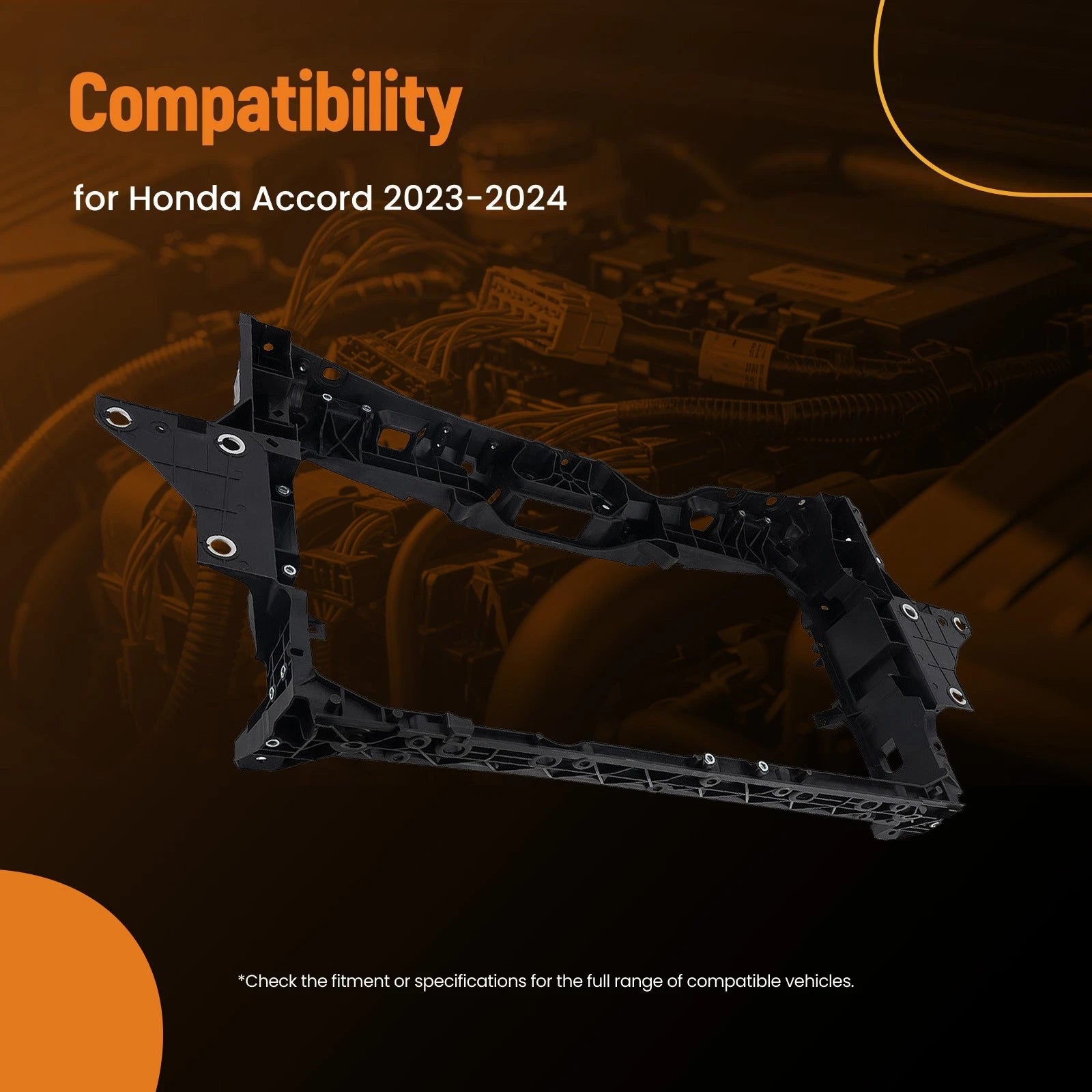 Front radiator core support bulkhead for Honda Accord (2023–2024) Black