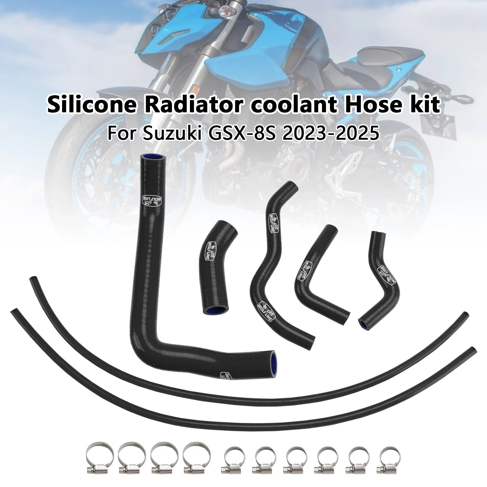 Silicone Radiator Coolant Hose for Suzuki GSX-8S (2023–2025) Black