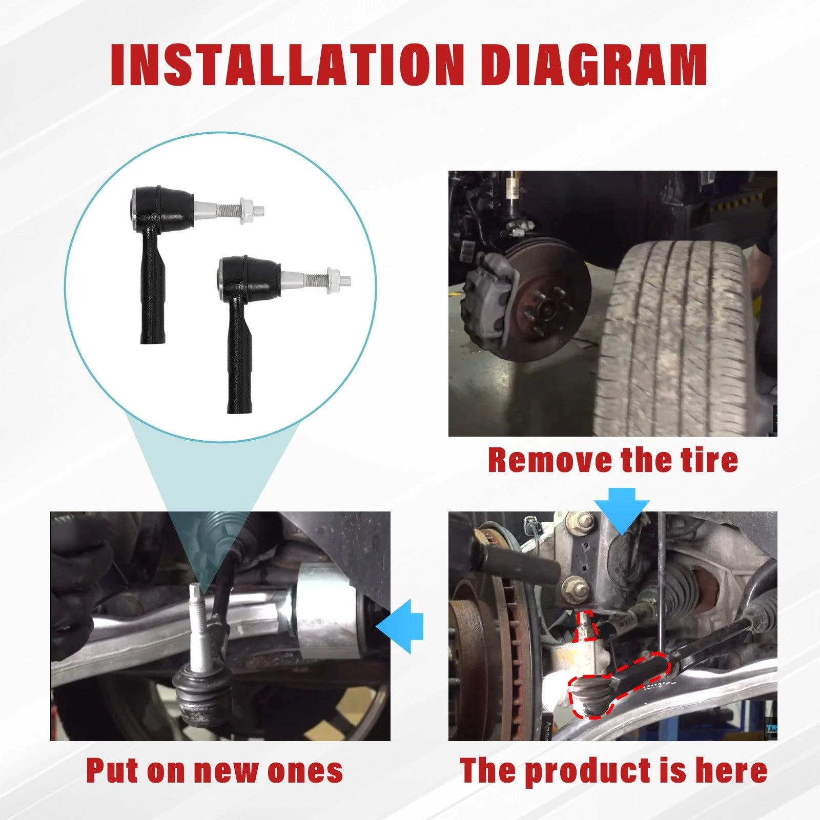 Front Outer Tie Rod End Set for Chevy Equinox GMC Terrain Cadillac SRX (2010–2017)