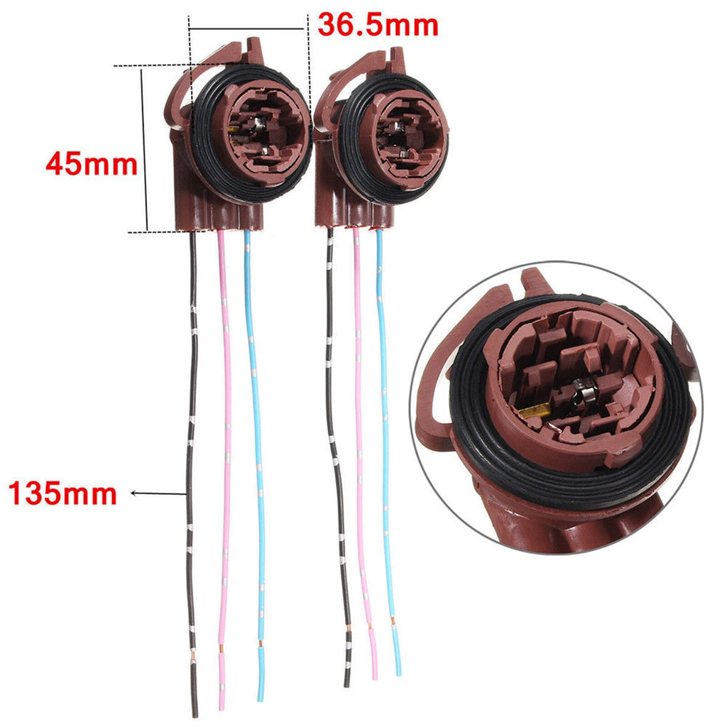 Turn Signal Light Harness Wire Plug Connectors Pair for 4157NA 3157B (-)