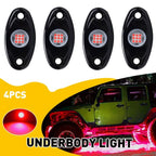 Set of 4 Red LED Rock Crawling Underbody Lights for Truck UTV ATV