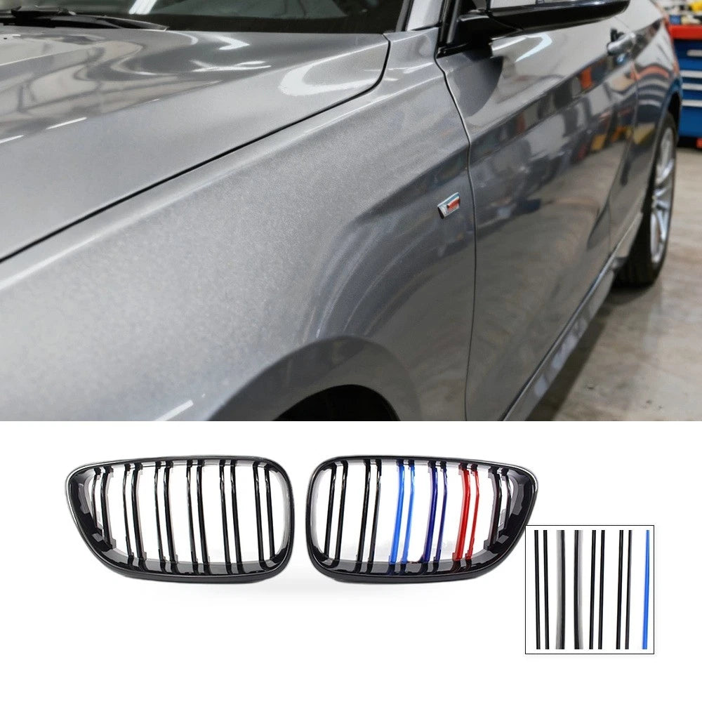 Gloss Black M Style Double Slat Grille for BMW 2 Series F22 F23 (2014–2021)
