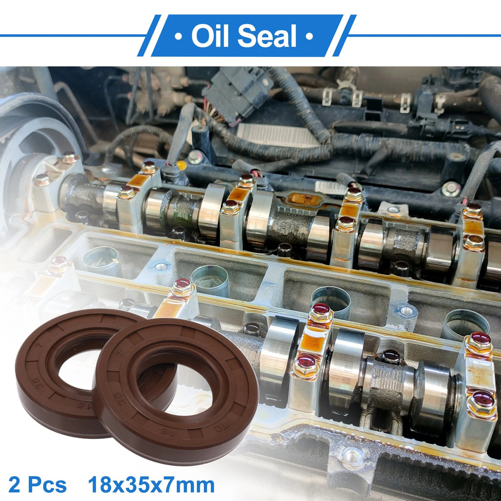 Set of 2 Oil Seal Rotary Shaft Seal FKM Rubber 18x35x7mm