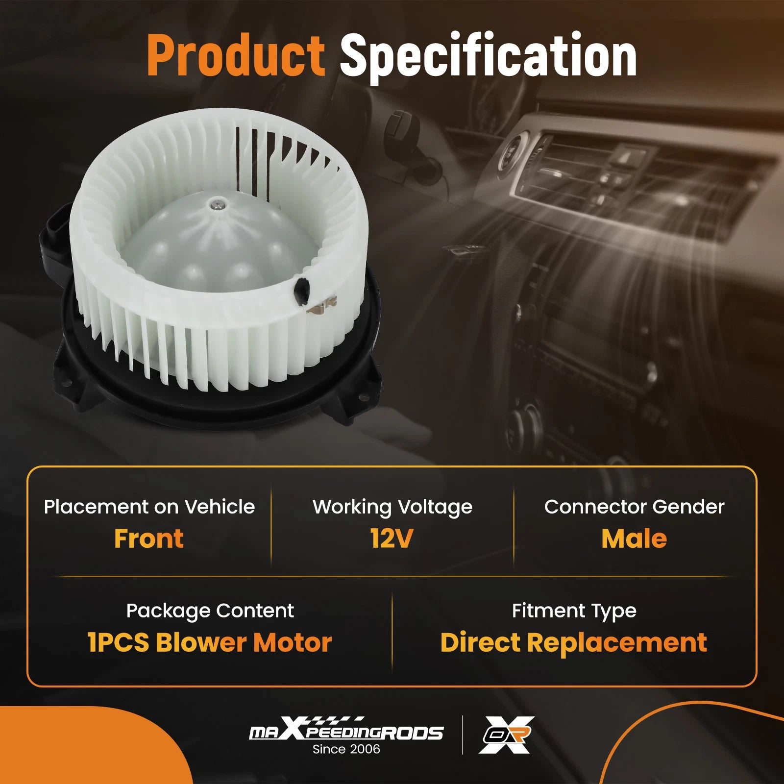 HVAC Heater Blower Motor for Jeep Wrangler JK, Ram 1500 (2014–2018)