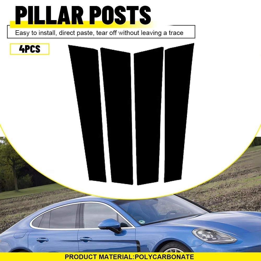 Set of 4 Gloss Black Pillar Post Covers for Porsche Panamera (2017–2021)