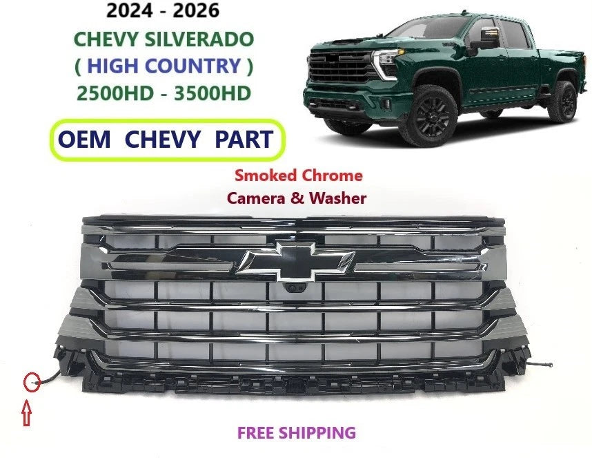 Set of 4 Grilles for Chevy Silverado 2500HD 3500HD (2024–2026)