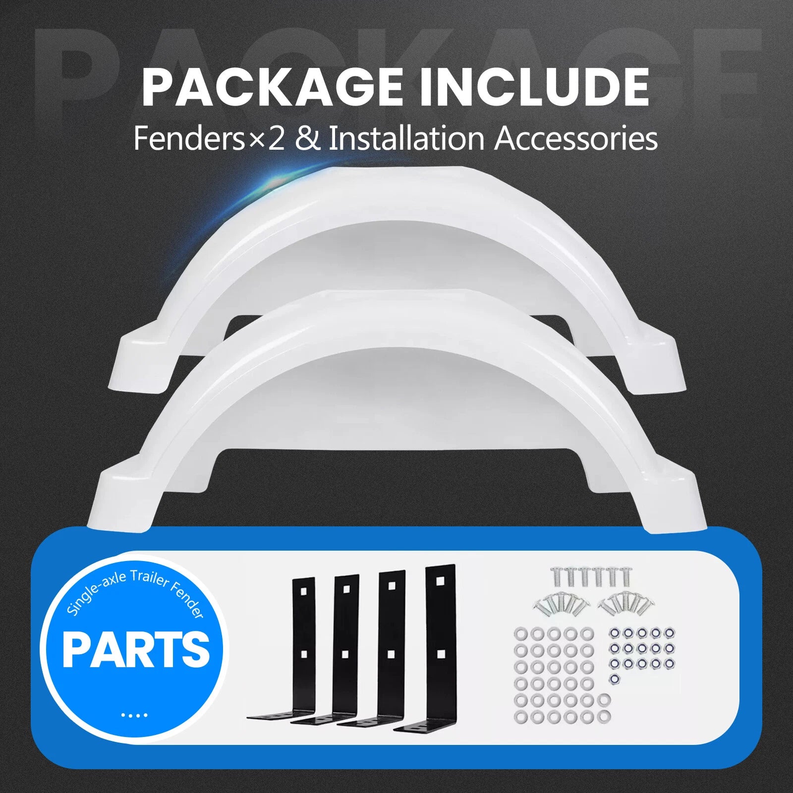 Set of 2 Trailer Fenders for 13" Wheels (Boat)
