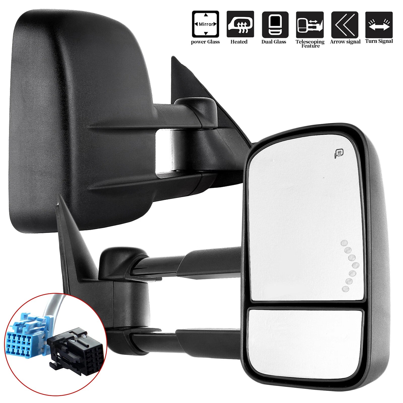 Pair Side Towing Mirror for Chevy GMC (2003–2007) Power Heated LED Signal