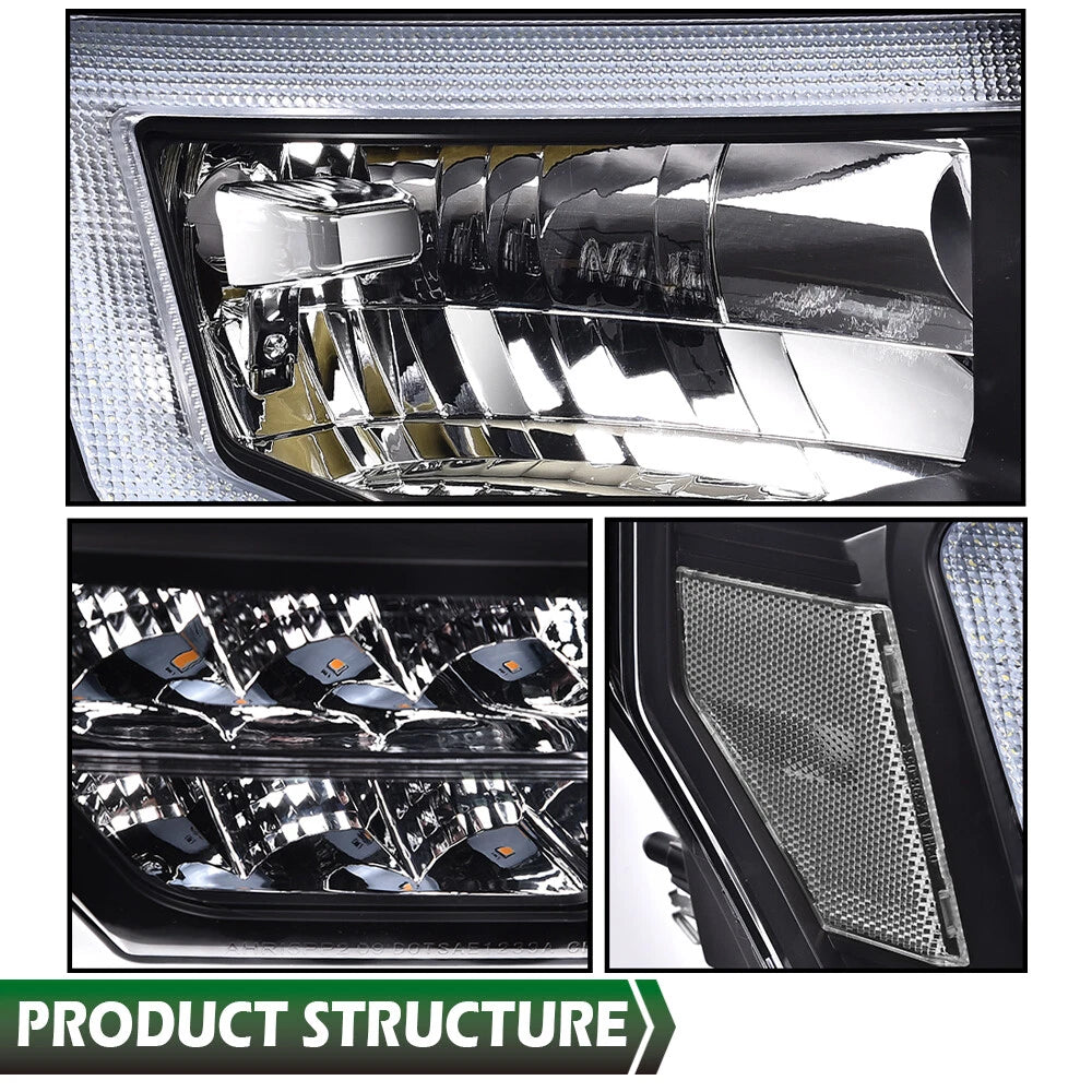 LED Headlights for Ford F-150 (2009–2014) Black/Clear DRL