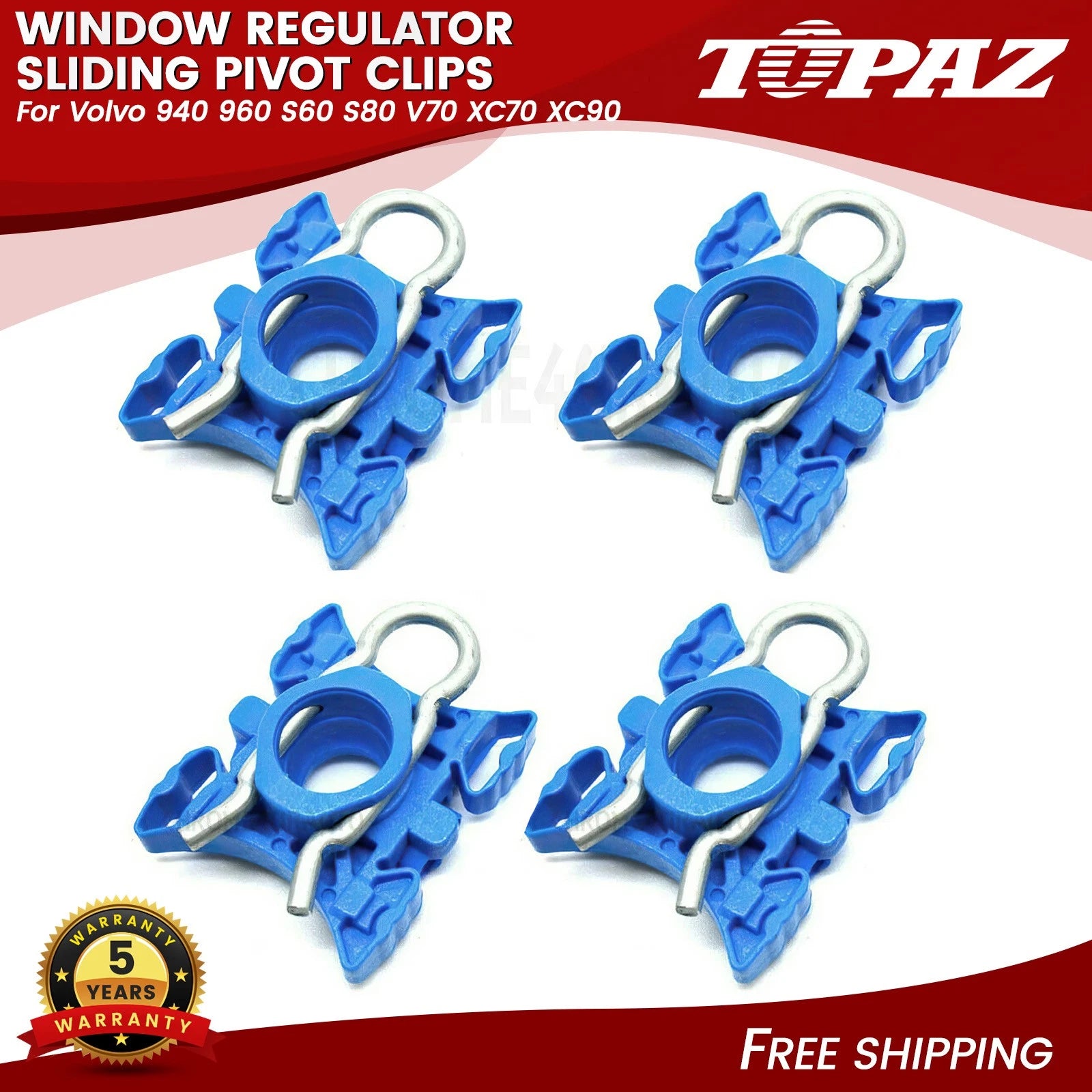 Set of 4 Window Regulator Roller Blocks for Volvo 