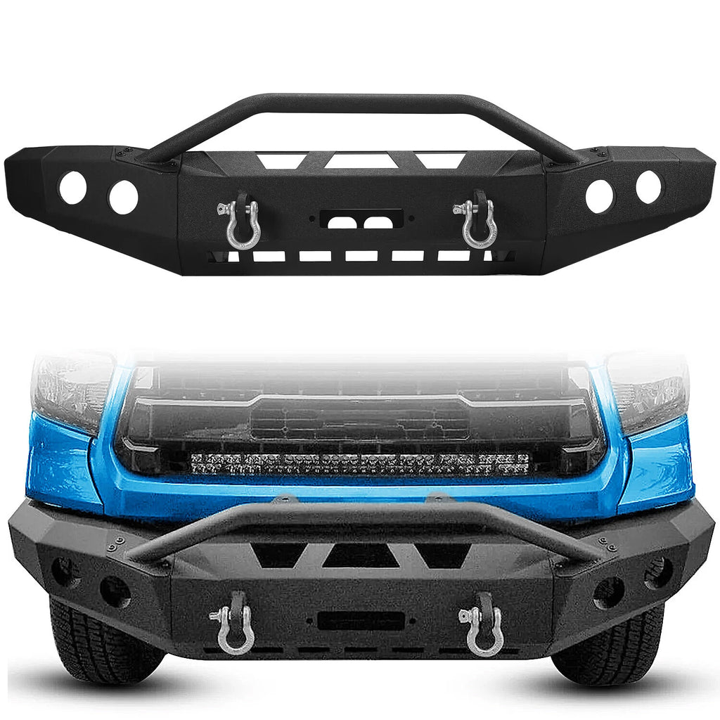 Off-Road Steel Front Bumper with Winch Plate & D-Rings for Toyota Tundra (2014–2021)